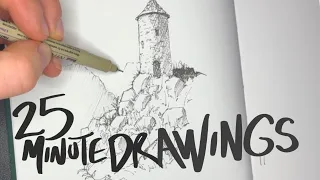 Draw A Castle in Pen 25-Minute Drawing tutorial
