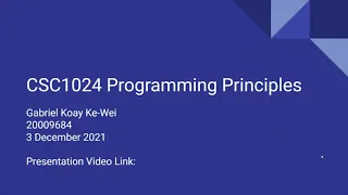 Programming Project A Mastermind Computer Game by Gabriel Koay Ke-Wei 20009684