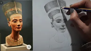 تعلم رسم تمثال نفرتيتي مهم لمادة متاحف إعدادي فنون تطبيقية 