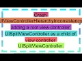 Crash UIViewControllerHierarchyInconsistency adding a root view controller UISplitViewController as