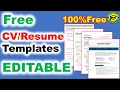 Free CV Template Downloads MS Word Google Docs Resume