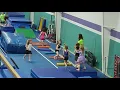 Charlotte and friends are at Barron Gymnastics at flexees birt ay party with kids boys and girls