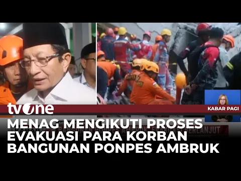 Menag Melihat Langsung Proses Evakuasi Korban Bangunan Ponpes Ambruk