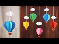 Easy 3D Paper Hot Air Balloon Craft - DIY paper wall decoration ideas