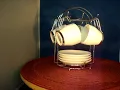 Crate Barrel White Porcelain Espresso Demitasse Cups Saucers with Rack