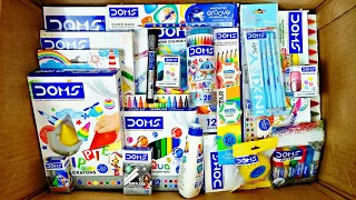 Unboxing DOMS Stationery, Modelling Dough, Pencil, Oil Pastel, Poster Colour, Eraser, Wax Crayons 😍
