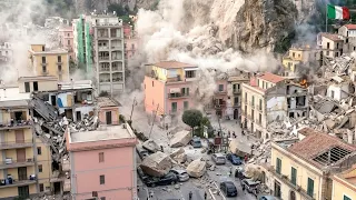  زلزال بقوة     يضرب إيطاليا   انهيار منازل وتساقط صخور في لحظة وقوعه  دندنها