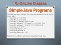 RJ-OnLine Classes - Simple Java Programs SetBa T Y B Sc Comp Sci Lab Book Programs