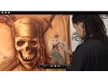 Airbrushing Monochromatic Pirate on Canvas w Cory Saint Clair