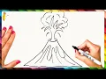 How To Draw A Volcano Step By Step Volcano Drawing Easy