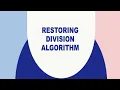 Restoring Division Algorithm - K3