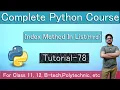 Index Method In List In Python Hindi Tutorial 78