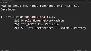 TNS Names tnsnames ora SQL Developer Connect to Oracle DB