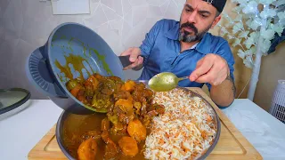 الكاري العراقي الحار باللحم موكبانغ لذيذ Iraqi Style Beef Curry Mukbang