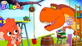 Club Baboo | Building a Domino track chain reaction to prank the T-Rex!