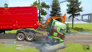 Spintires: mudrunner gameplay,  Broken Truck Tow Crane Truck Mud Ep65 #automobile #speedbumps