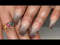 How to do Acrylic Ombre Nails For Beginners Coffin Shape Nail Tutorial Nude and Brown Ombre