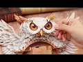 Snowy Owl 3D Wooden Puzzle Clock Cutywood DIY Craft Kit