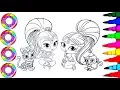 Coloring Drawings Shimmer and Shine with their Rainbow Sparkle Pets Coloring Pages l How to Color