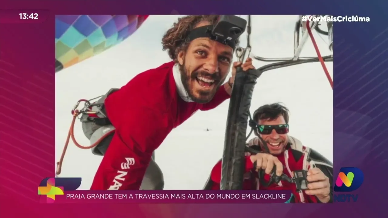 Recorde mundial: Em Praia Grande, atleta faz travessia mais alta do mundo em slackline