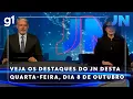 Lagu Jornal Nacional: Veja os destaques do JN desta quarta-feira, dia 8 de outubro