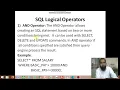 DBMS - SQL LOGICAL OPERATORS AND OR NOT