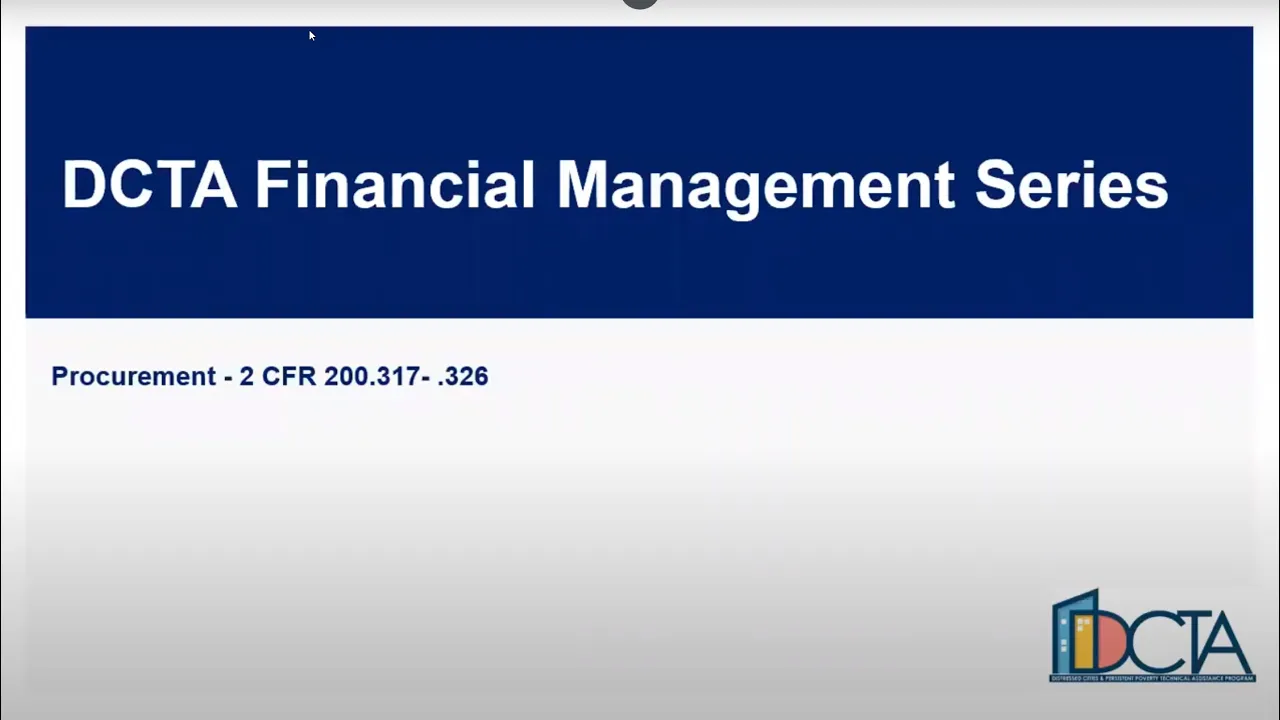DCTA Financial Management: Procurement – §2CFR Part 200.317-326