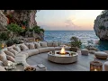 Positive Cafe Jazz By The Sea | Gentle Jazz In Cafe Cliffside With Calm Wave For Happy Mood, Rela...