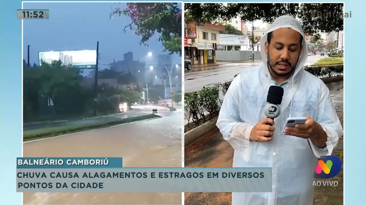 Chuva causa alagamentos e estragos em diversos pontos da cidade de Balneário Camboriú