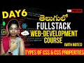 Fullstack WebDevelopment Course Day 6 CSS - Types Selectors with NOTES