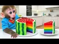 Download Lagu Monkey Baby Bon Bon Eats Colorful Watermelon and Escapes from the Giant Shark