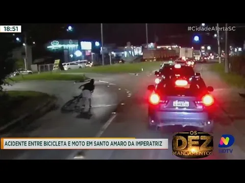Acidente entre bicicleta e moto em Santo Amaro da Imperatriz