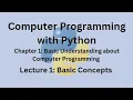 Python Programming Language Complete Course - Lecture 1 Basic Concepts