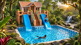 Building A Secret House With 2 Water Slides & a Giant Pool!