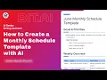 How to Create a Monthly Schedule Template with AI