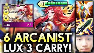 6 ARCANIST 3 STAR LUX CARRY LASER BEAM ULTS DOWN ENEMIES!! | Teamfight Tactics Patch 11.23