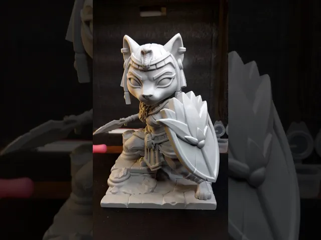 Chibi Bastet Warrior STL | Figurine 3D Print | HighDetail video thumbnail