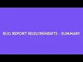 Bug Report Requirements Summary