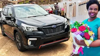 Teddy Bugingo gifted a new car (Subaru) by her Daughters Doreen & Winnie Bugingo