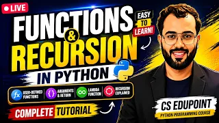 Functions Recursion in Python User-Defined Functions Arguments Recursion Complete Tutorial