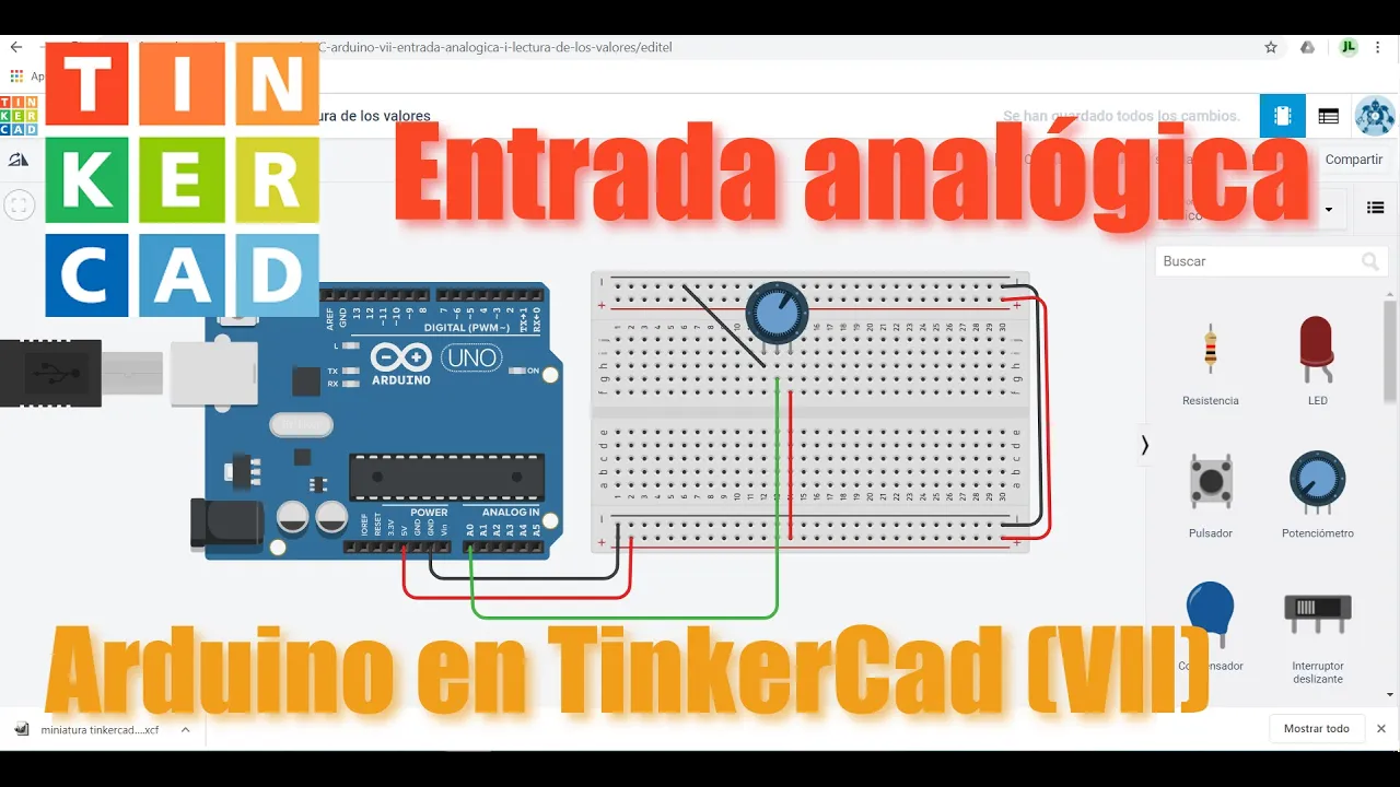 Arduino en TinkerCad (VII) - Entrada analógica (I) - Lectura de valores