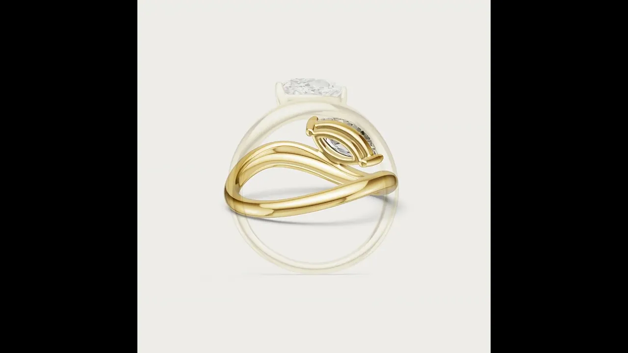 1 CT Marquise-Shaped Lab Grown Diamond Curved Ring in Sterling Silver