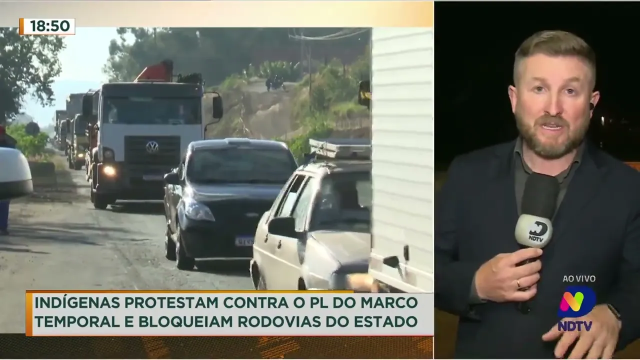 Indígenas protestam contra PL do Marco Temporal e bloqueiam rodovias em Santa Catarina