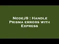 NodeJS Handle Prisma errors with Express