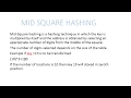 Mid Square Hashing Technique