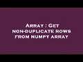 Array Get non-duplicate rows from numpy array