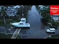 Raw Footage Captures Damage Caused By Hurricane Milton Storm Surge In Punta Gorda Florida