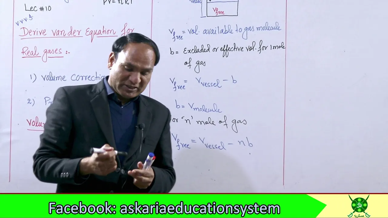 Ch#4 | Lec#10 | Vander      waal Equation | Real gas Equation | #Chemistry 11