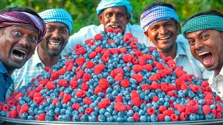 blueberry u0026 raspberry delicious fruit rava kesari recipe cooking in american village sooji sweet