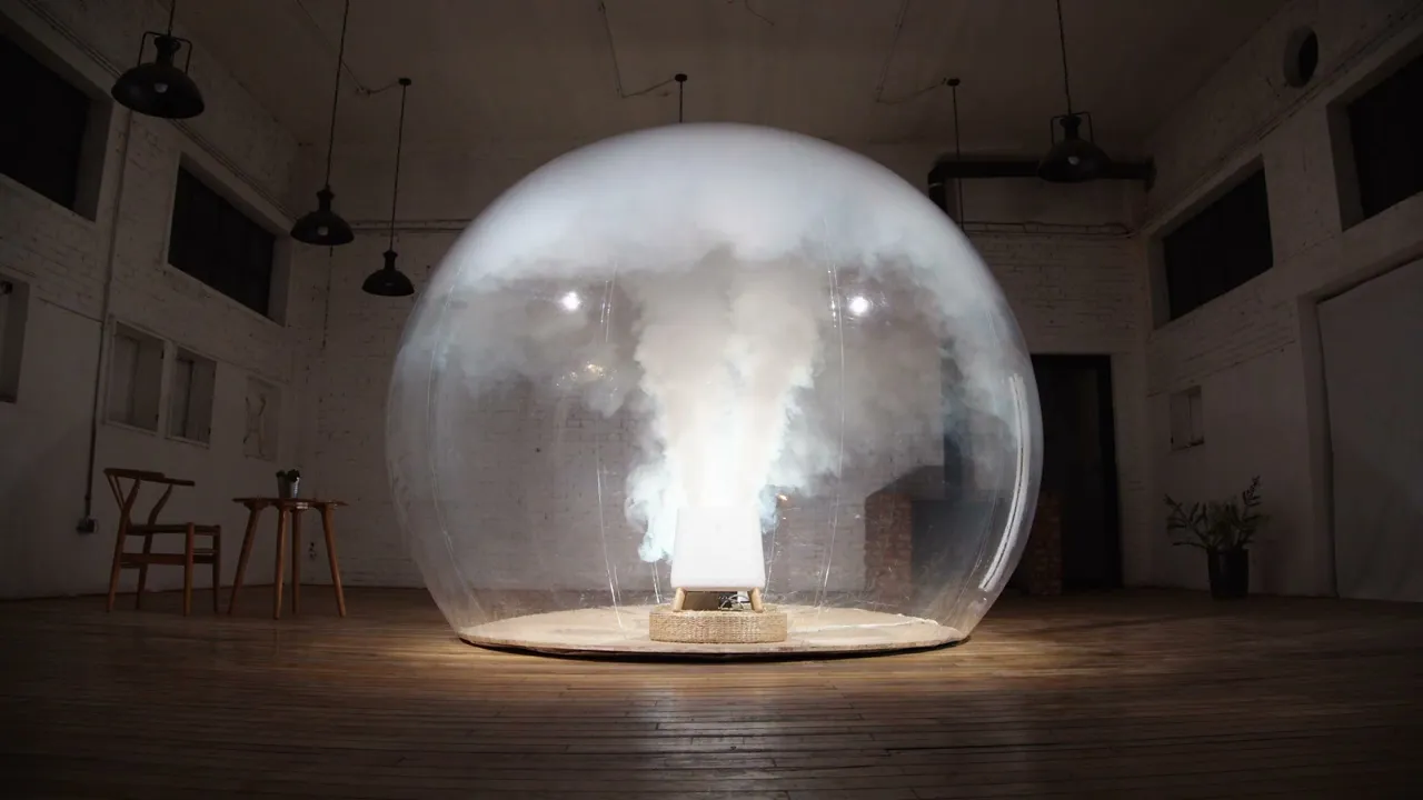 Video of Smart Air Sqair clearing smoke in a glass dome